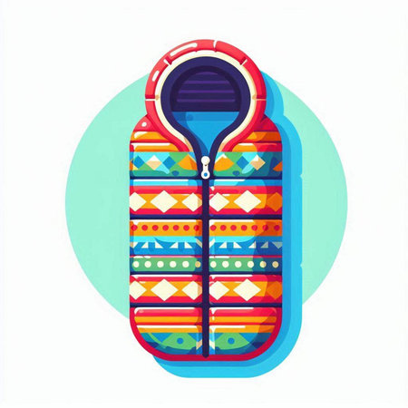 Colorful sleeping bag isolated on a white background. Vector illustration.のイラスト素材