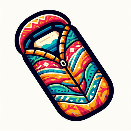 Hand drawn vector illustration of a sleeping bag. Isolated on white background.のイラスト素材