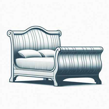 Illustration of an armchair with pillows on a white backgroundのイラスト素材