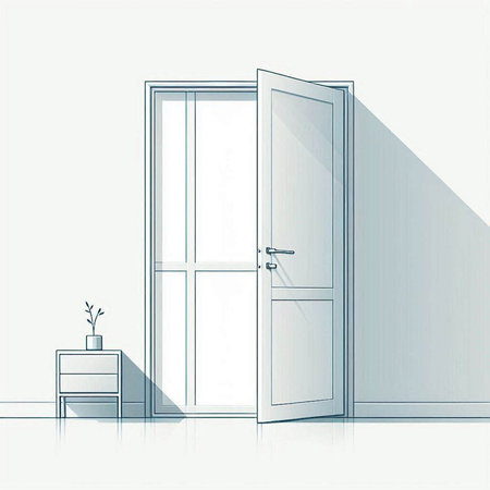 Interior of the room with a closed door. Vector illustration.のイラスト素材