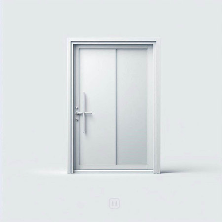 White closed door isolated on white background. 3d render. Vector illustration.のイラスト素材