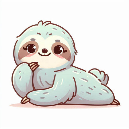 Cute cartoon sloth. Vector illustration isolated on white background.のイラスト素材