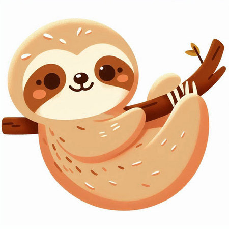 Cute sloth on a white background. Vector cartoon illustration.のイラスト素材