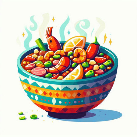 Vector illustration of a bowl of mexican chili con carneのイラスト素材