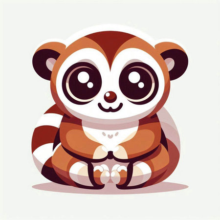 Cute cartoon lemur on a white background. Vector illustration.のイラスト素材