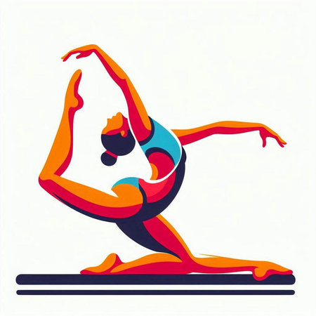 Yoga pose. Woman practicing yoga in the studio. Vector illustration.のイラスト素材