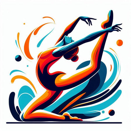 Vector illustration of a girl dancing in the studio on a white backgroundのイラスト素材