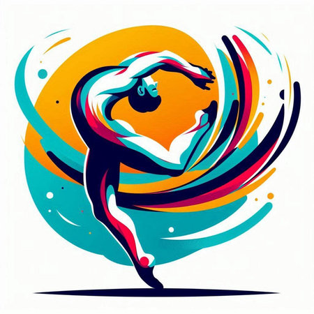 Silhouette of a dancer on a colorful background. Vector illustrationのイラスト素材