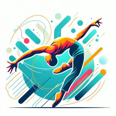 Ballet dancer in action. Vector illustration of a flat style.のイラスト素材