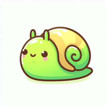 Cute cartoon snail. Vector illustration. Isolated on white background.のイラスト素材