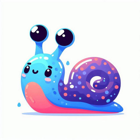 Cute cartoon snail. Vector illustration isolated on a white background.のイラスト素材