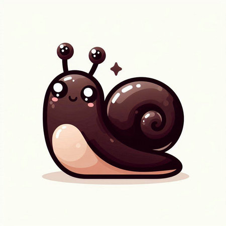 Cute cartoon snail. Vector illustration. Isolated on white background.のイラスト素材