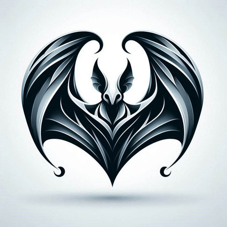 Vector illustration of a winged dragon in the form of a shieldのイラスト素材