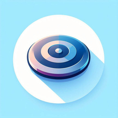 vector abstract modern blue circle icon on blue background with long shadow effectのイラスト素材