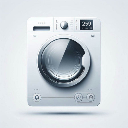 Modern washing machine isolated on a white background. 3D illustration.のイラスト素材