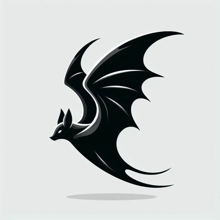 Flying black dragon silhouette isolated on white background. Vector Illustration.のイラスト素材