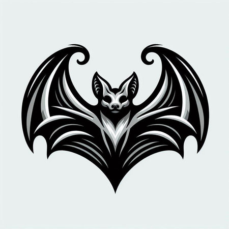 Bat head vector illustration isolated on white background. Tattoo design.のイラスト素材