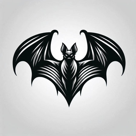 Bat vector logo design template for tattoo or t-shirt. Black and white illustration.のイラスト素材