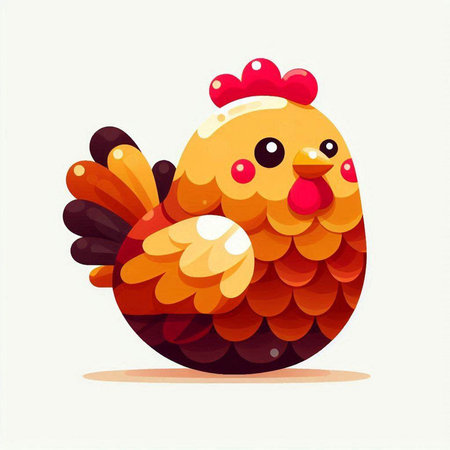 Cute cartoon chicken isolated on a white background. Vector illustration.のイラスト素材