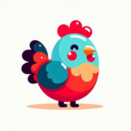 Cute cartoon rooster. Vector illustration isolated on white background.のイラスト素材