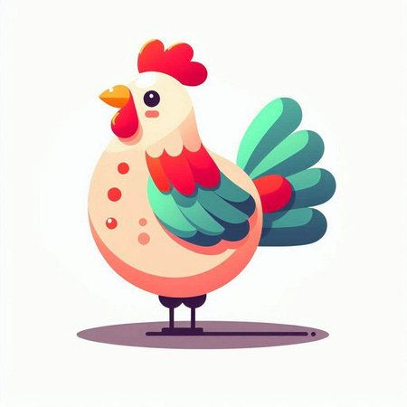 Cartoon rooster. Vector illustration in flat style. Isolated on white background.のイラスト素材