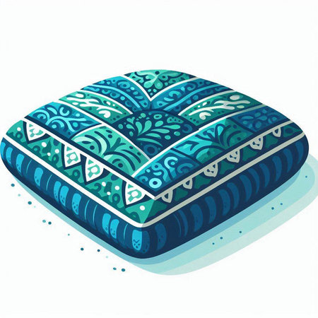 Illustration of a turquoise pillow isolated on a white backgroundのイラスト素材