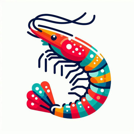 Shrimp icon. Colorful vector illustration. Isolated on white background.のイラスト素材