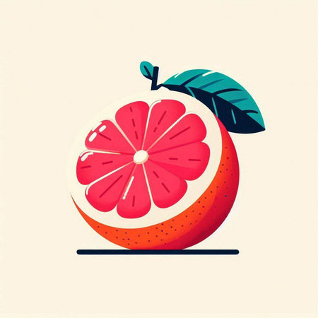 Grapefruit vector illustration. Red grapefruit isolated on white background.のイラスト素材