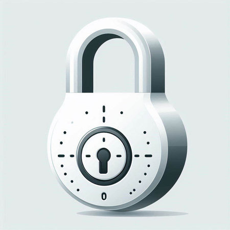 Vector illustration of a closed padlock on a gray background with shadowのイラスト素材