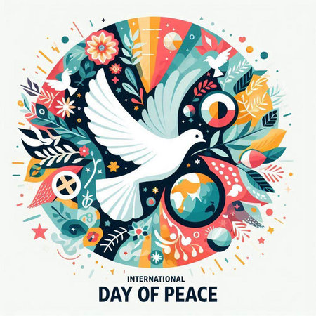 International Day of Peace. Vector illustration with doodle elements.のイラスト素材