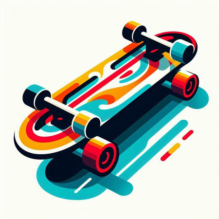 Skateboard, modern colorful 3d isometric vector illustration.のイラスト素材