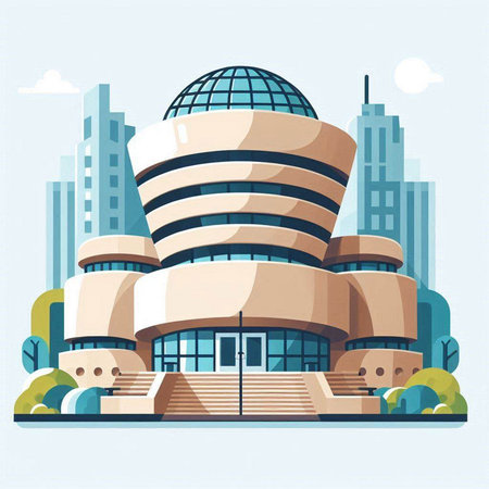 Modern building in the city. Vector illustration in flat cartoon style.のイラスト素材