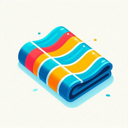 Colorful towels in a flat style on a white background. Vector illustration.のイラスト素材