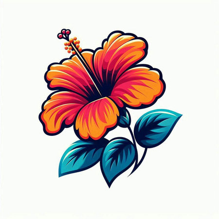 Hibiscus flower vector illustration on white background. Vector illustration.のイラスト素材