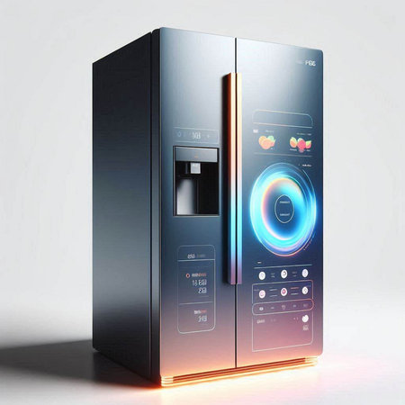Modern fridge on white background. 3D illustration. 3D rendering.のイラスト素材