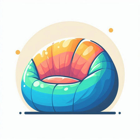 Illustration of a soft beanbag. Vector illustration in cartoon style.のイラスト素材