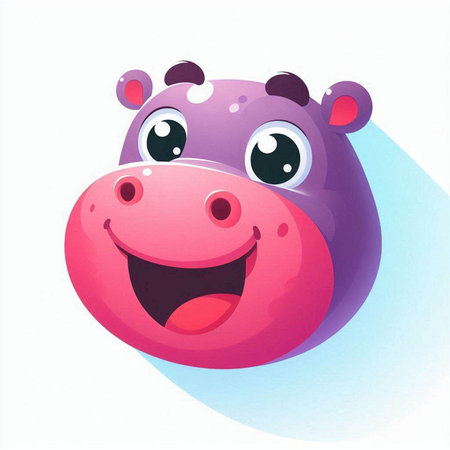 Cute hippo on white background. Vector illustration of a cartoon hippo.のイラスト素材