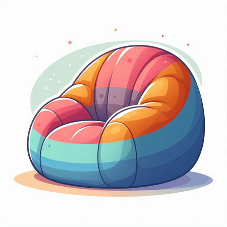 Illustration of a Colorful Comfortable Furniture in Cartoon Styleのイラスト素材