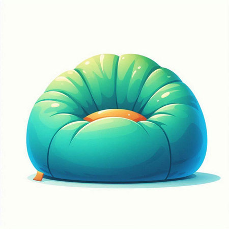Illustration of a green beanbag isolated on a white background.のイラスト素材