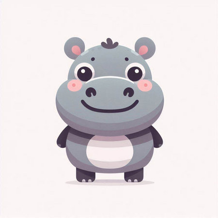 Cute hippopotamus cartoon character. Vector illustration in flat styleのイラスト素材