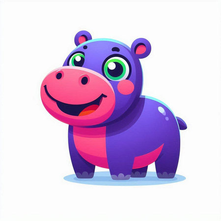 Hippopotamus. Cute cartoon character. Vector illustration.のイラスト素材