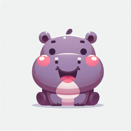 Cute cartoon hippo. Vector illustration on a white background.のイラスト素材
