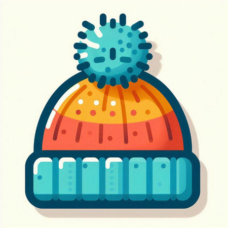 Winter hat with pompon. Vector illustration in flat cartoon style.のイラスト素材