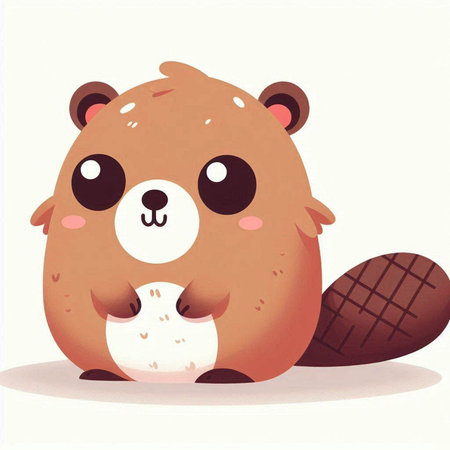 Cute cartoon beaver with egg. Vector illustration isolated on white background.のイラスト素材