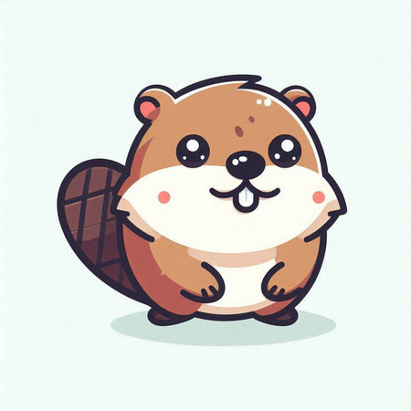 Cute beaver vector illustration. Cute cartoon beaver.のイラスト素材