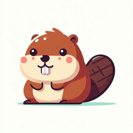 Cute beaver vector illustration. Cute cartoon beaver.のイラスト素材