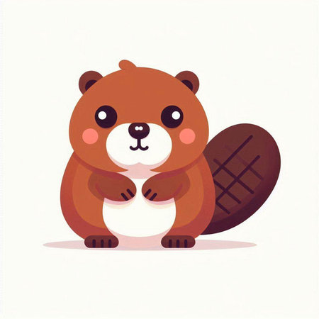 Cute beaver vector illustration. Cute cartoon beaver.のイラスト素材