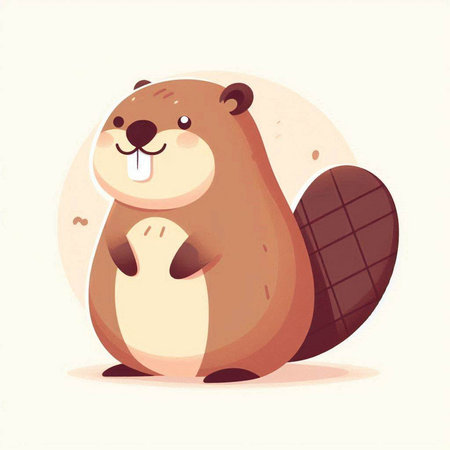Cute cartoon beaver. Vector illustration of a beaver.のイラスト素材