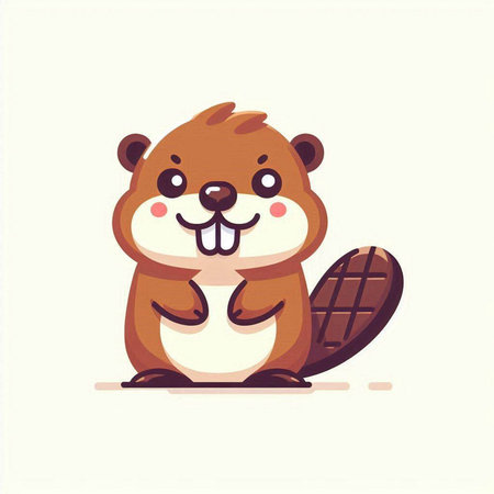 Cute beaver vector illustration. Cute cartoon beaver.のイラスト素材