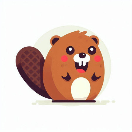 Cartoon beaver on white background. Vector illustration in flat style.のイラスト素材